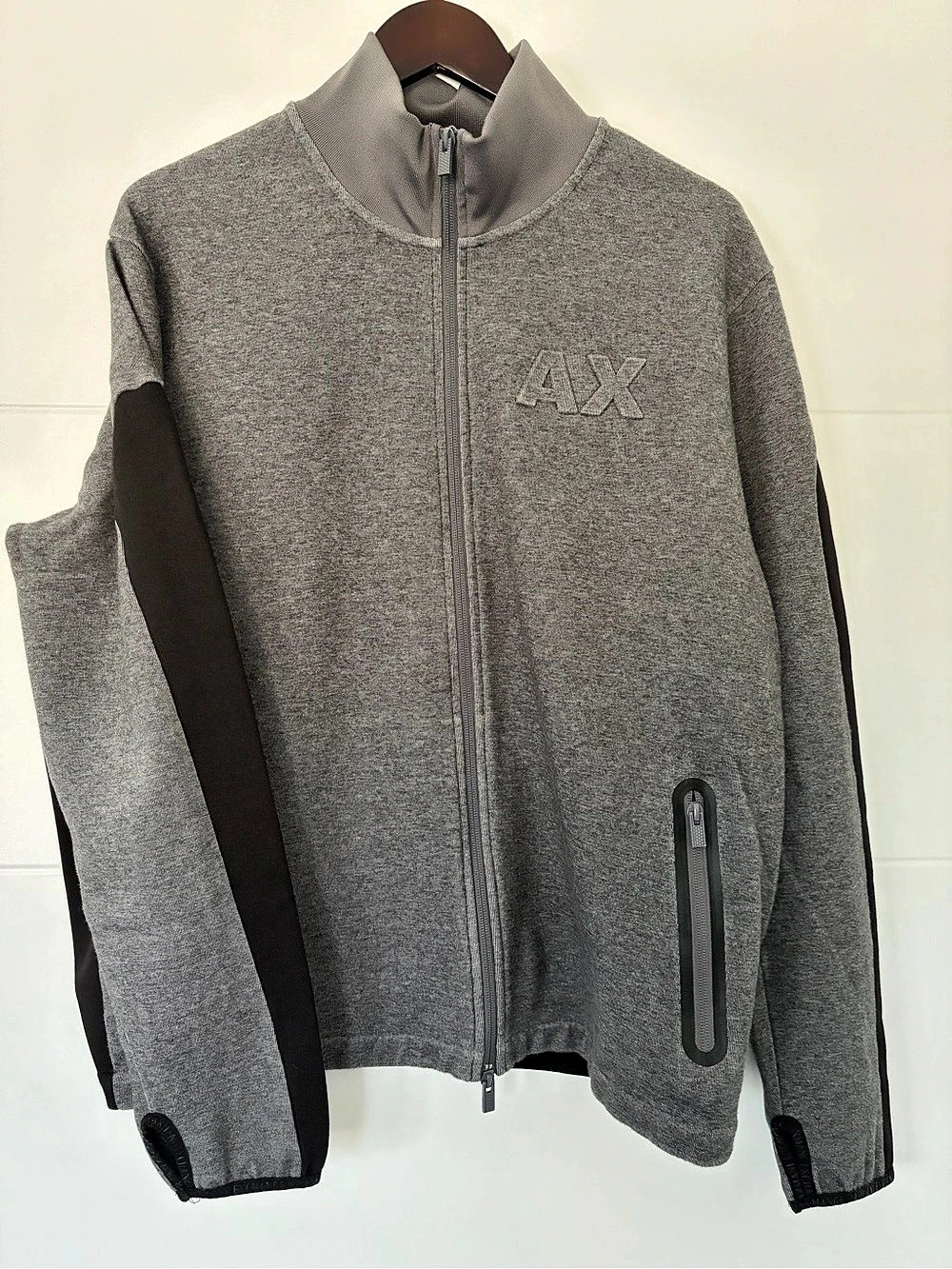 Armani Exchange Men's Gray & Black Full-Zip Jacket XL